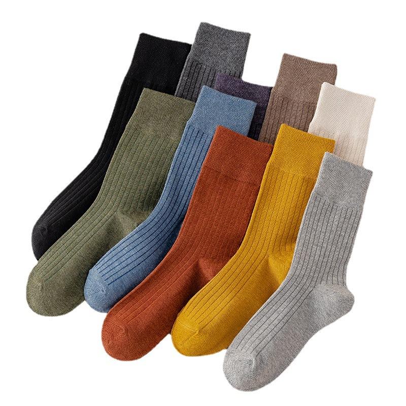 Female Spring and Autumn Tide Retro Pure Color All Go Together To Smoke In The Tube Cotton Socks