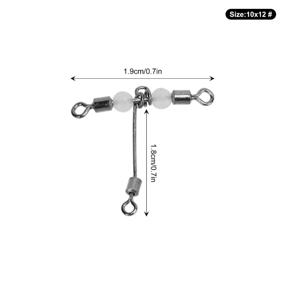 20PCS with Luminous Beads 3 Way Fishing Swivel T Shape Fishing Swivel  Saltwater Fishing