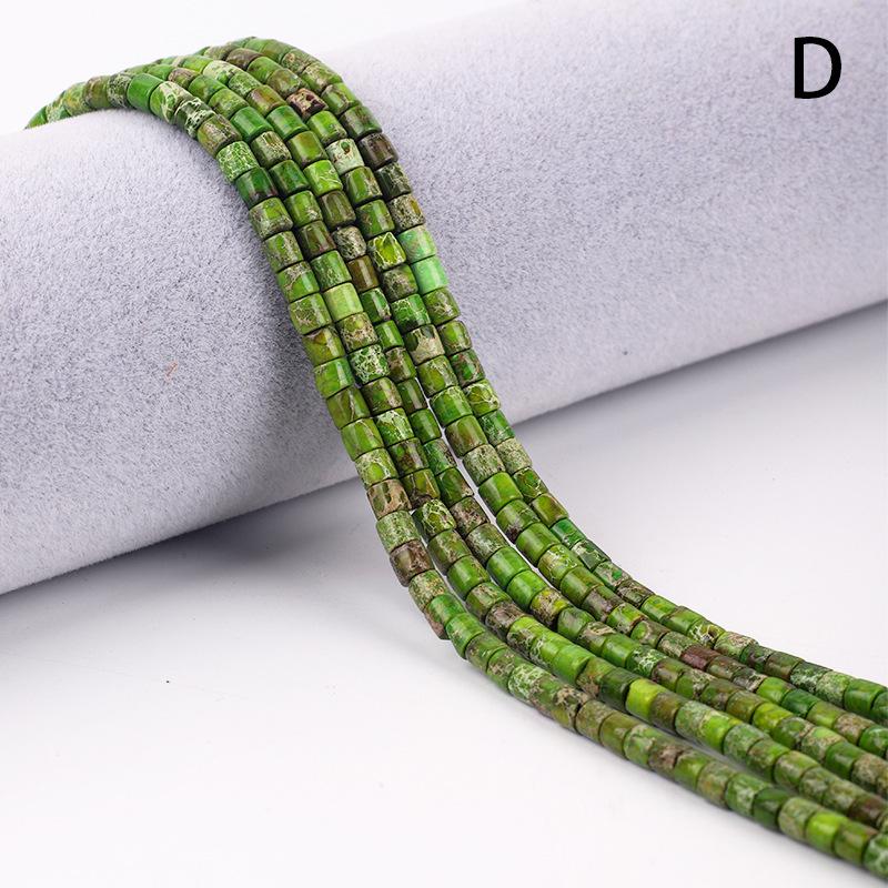 4x4mm Emperor Stone Cylinder Beads - Pink Opal, Xiuyu Serpentine, Flower Jade, Green Dragon Vein Spacer Beads