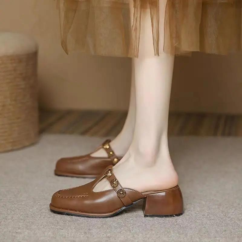 Shoes Mules Women's Slippers And Ladies Sandals Casual Slides Korea Style Waterproof Shoe Novelties Sale On Promotion Summer