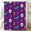 Ufo Shower Curtain Space Pattern Purple Bath Mat Decorative Waterproof Fabric Shower Curtains For Home Bathroom