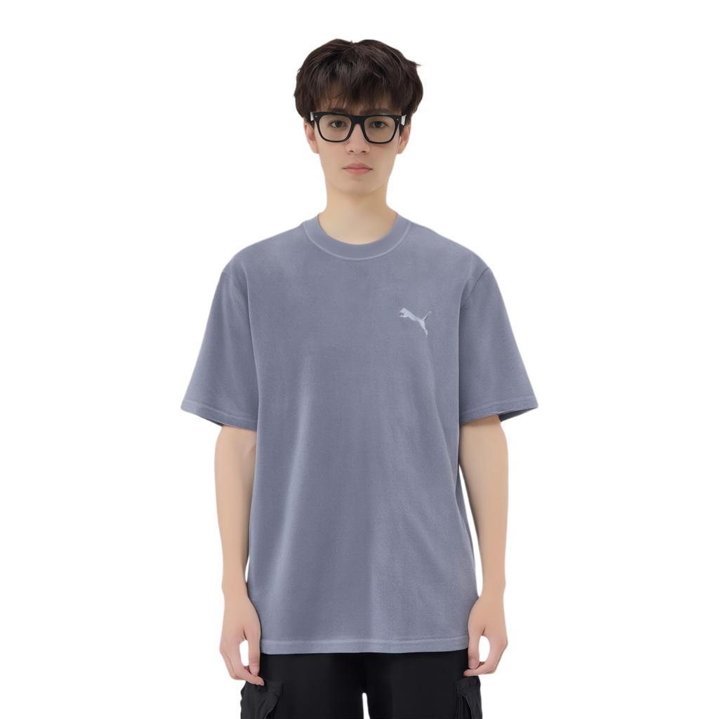 Puma Towel Tee Logo Round Neck Breathable Casual Sports Short Sleeve T-Shirt Men Tops Gray 684354-42