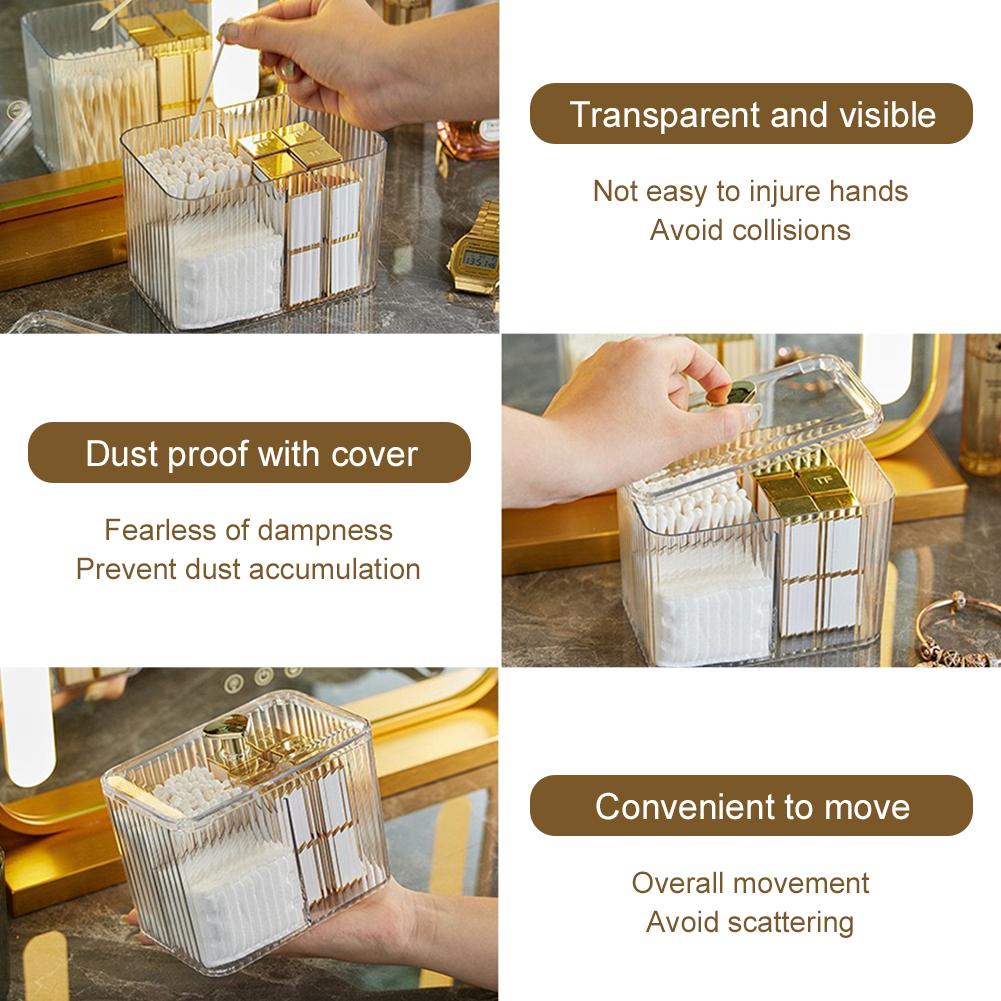 Dust-Proof Makeup Removal Cotton Lipstick Holder Waterproof Clear Bathroom Organizer Portable Cotton Swab Box for Home Storage