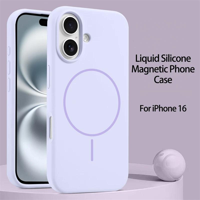 New Gold Liquid Silicone Magsafe Case For iPhone 16 14 15 Plus 13 12 11 16 Pro Max Magnetic Wireless Charge Protector Soft Cover