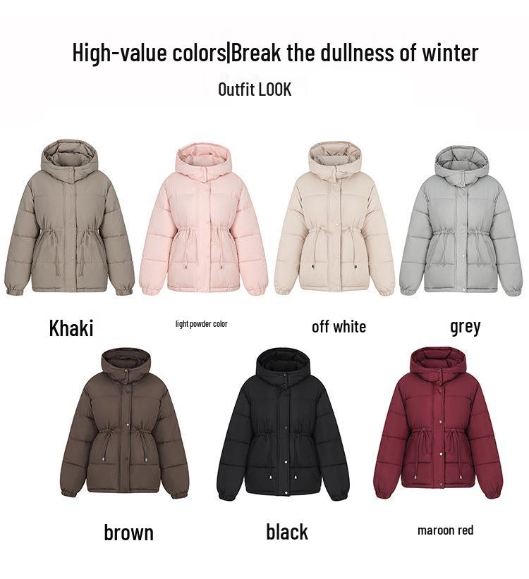 Korean Style Mid-Length Hooded Down Jacket for Women