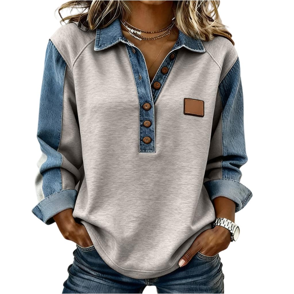 Women's Vintage Print Loose-fitting Long-sleeved Top
