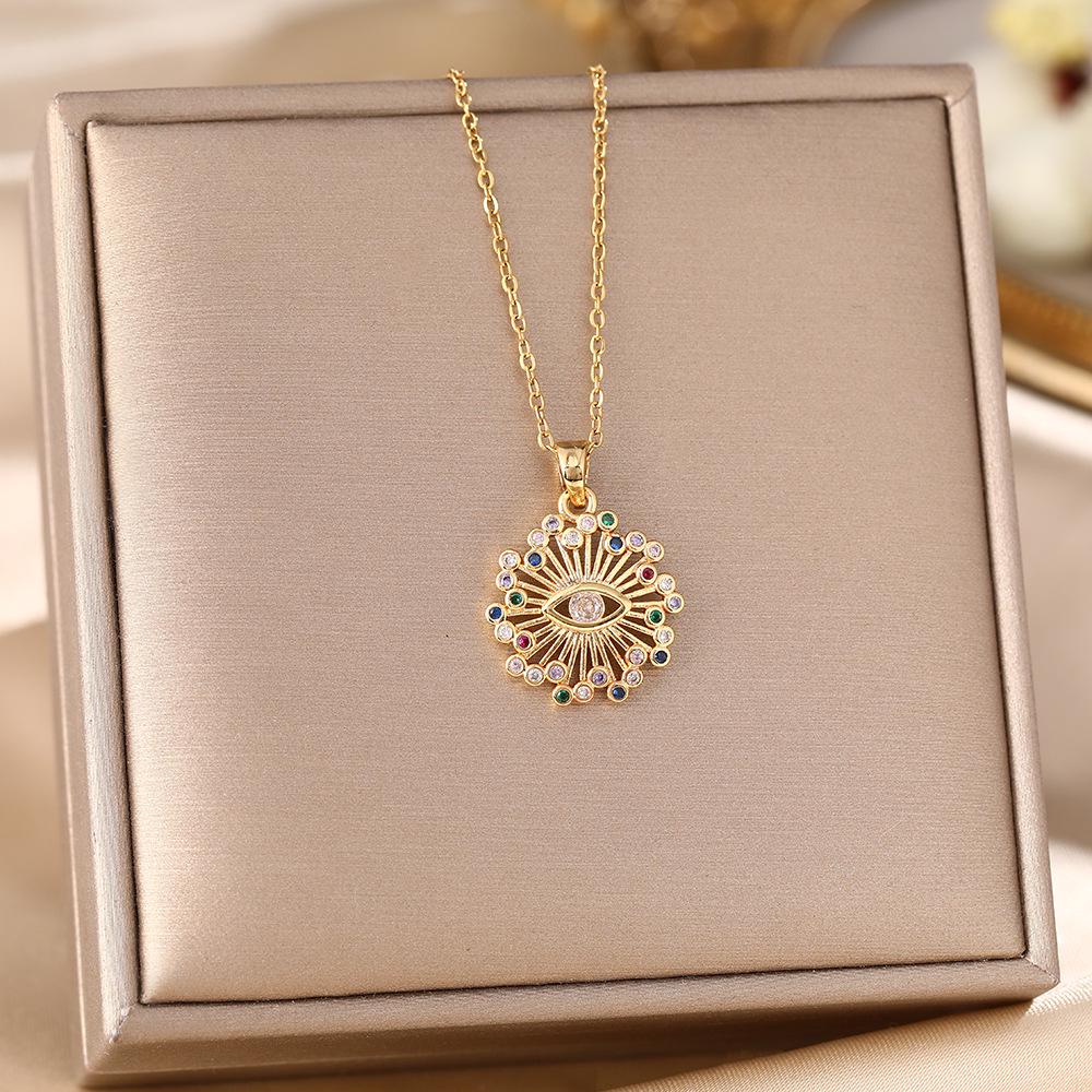 Women's Titanium Steel Blue Evil Eye Pendant Necklace - Light Luxury Clavicle Chain Jewelry