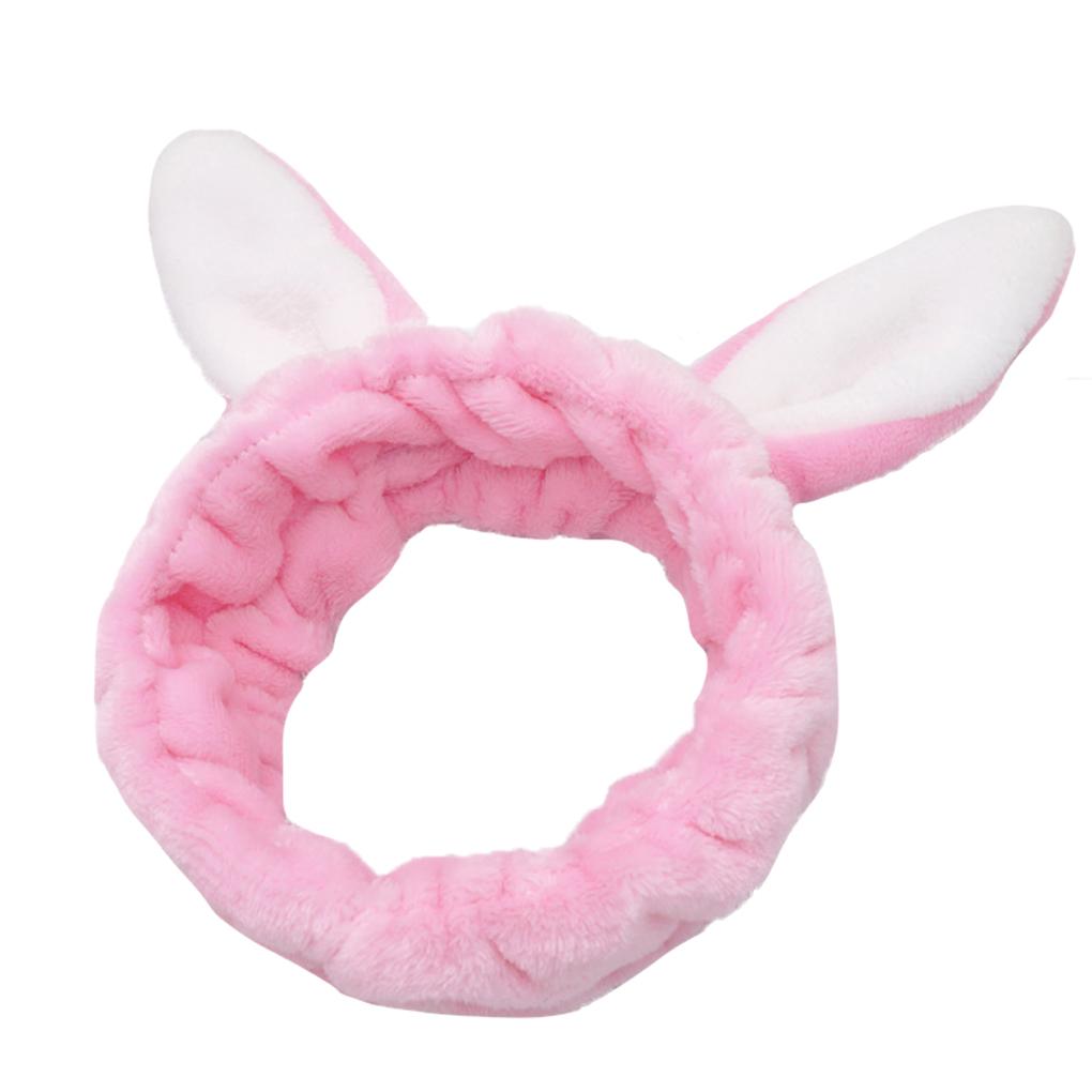 Plush Ear Headband Women Washing Face Makeup Hair Band Loop Soft Elastic Head for Shower
