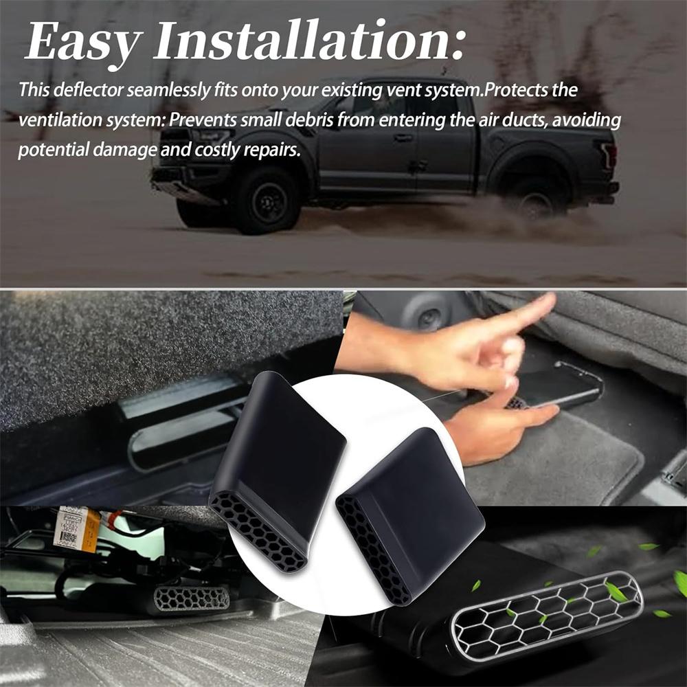 2Pcs Rear Floor Vent Air Deflector For 22-24 Ford F150 F-150 Lightning & Raptor