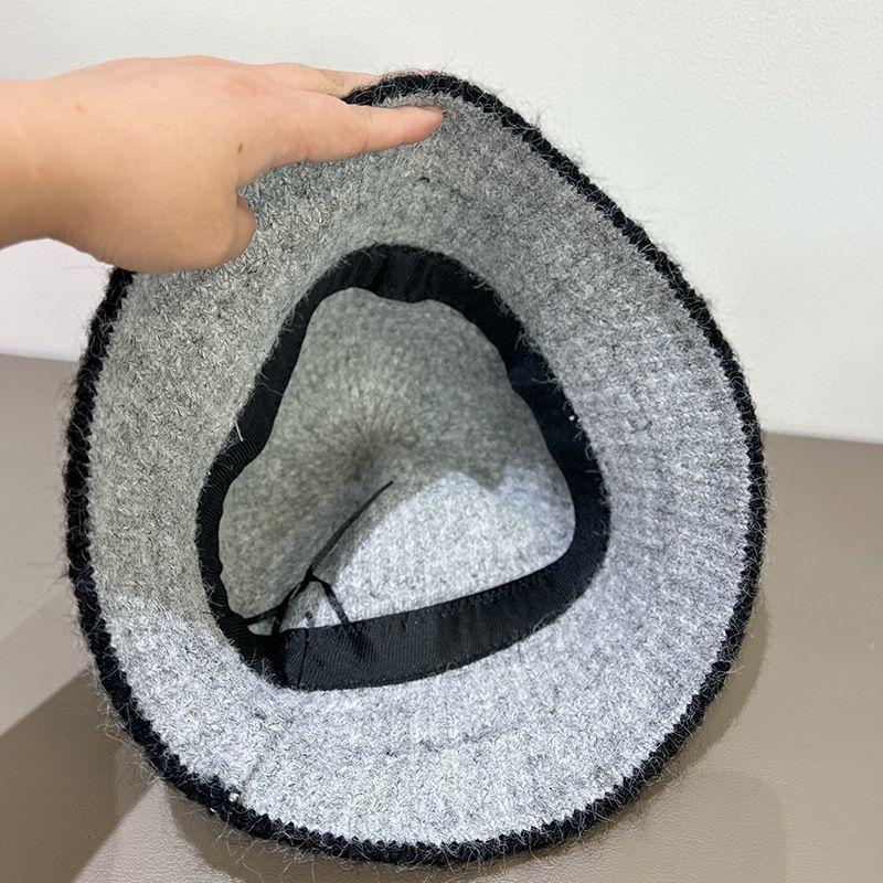 Autumn and Winter Knitted Bucket Hat Retro Striped Knitted Hat Women's Bucket Hat Basin Hat