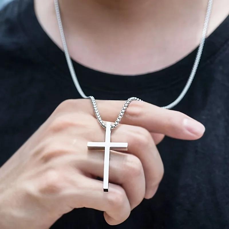 3 Stück-Neues Edelstahl Kreuz Kubanische Kette Armband Halskette Ring Set für Herren Hip Hop Punk Schlangenkette Armbänder Mode Unisex