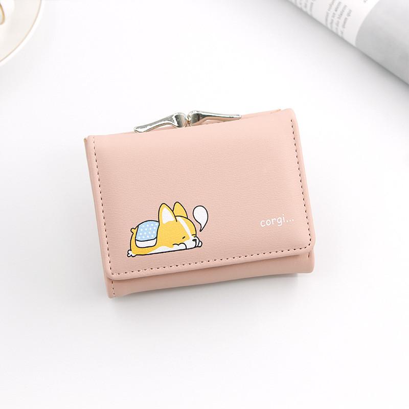 Cartoon Ladies Wallet Pu Cardholder Short Style With Print For Daily Use