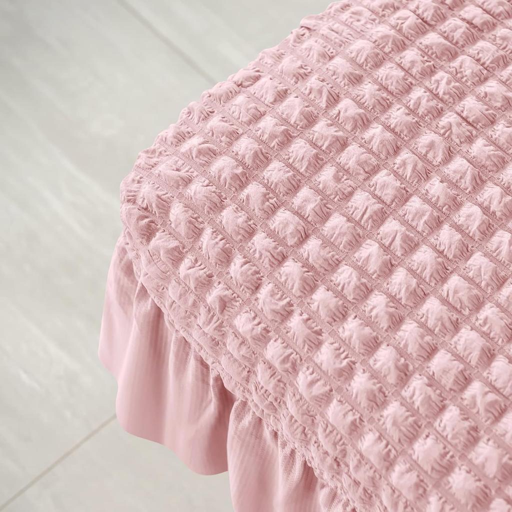 60*120CM 3D Seersucker Table Cloth With Skirt,Anti-Dust Removable Washable Stretch Table Cover For Living Room Dining Room