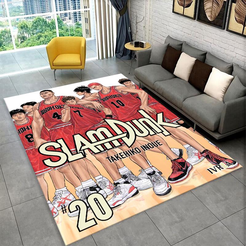 Retro Slam Dunk Basketball Anime Cartoon Carpet Rug for Bedroom Living Room Sofa Playroom Doormat Home Decor,Area Rug Non-slip