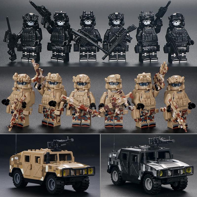 Compatible Minifigures Military Special Forces Police Boys Assemble Minifigures Soldiers Children's Educational Toys Puzzles