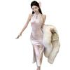 Velvet Spicy Girl Slim Sleeveless Qipao Dress