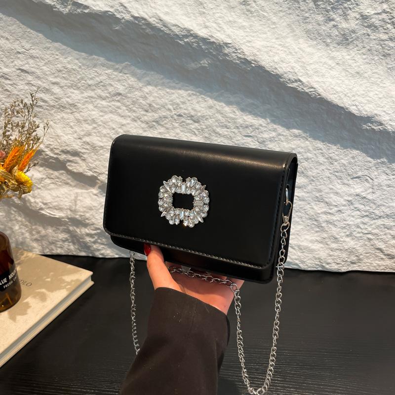Simple small square bag 2025 new Korean version foreign style fashion diamond-encrusted chain bag foreign style shoulder messenger women's bag