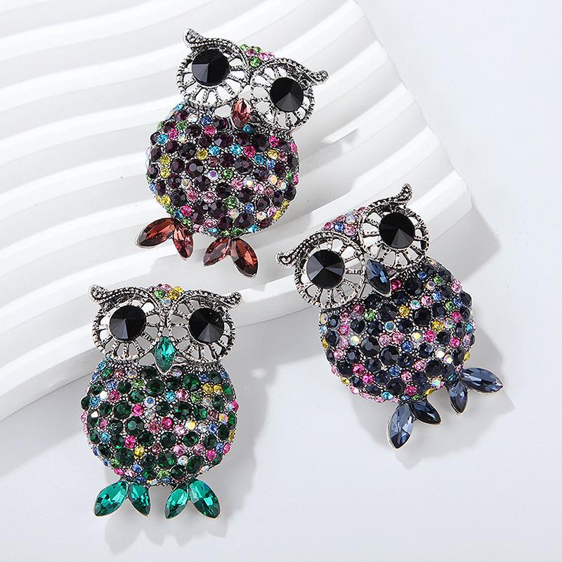 Personalized Retro Rhinestone Owl Brooches For Women Clothing Coat Accessries Gifts