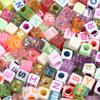 100Pcs Square Acrylic Letter Beads Mix Color Large Hole Alphabet Beads For Jewelry Making DIY Craft Friendship Bracelet Supplies