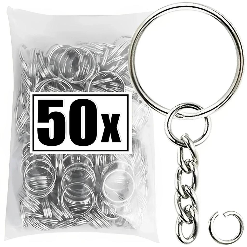 50/500pcs Metal Blank Keyring Keychain Split Rings Keyfob Keyrings Lobster Clasp Keychain Key Pendant Ring Stainless Steel Rings