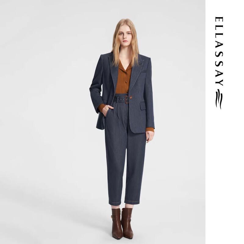 ELLASSAY Women's Relaxed Fit High-Waist Denim Pants