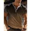 Men's Casual Striped Stand Up Collar Short Sleeved Pullover