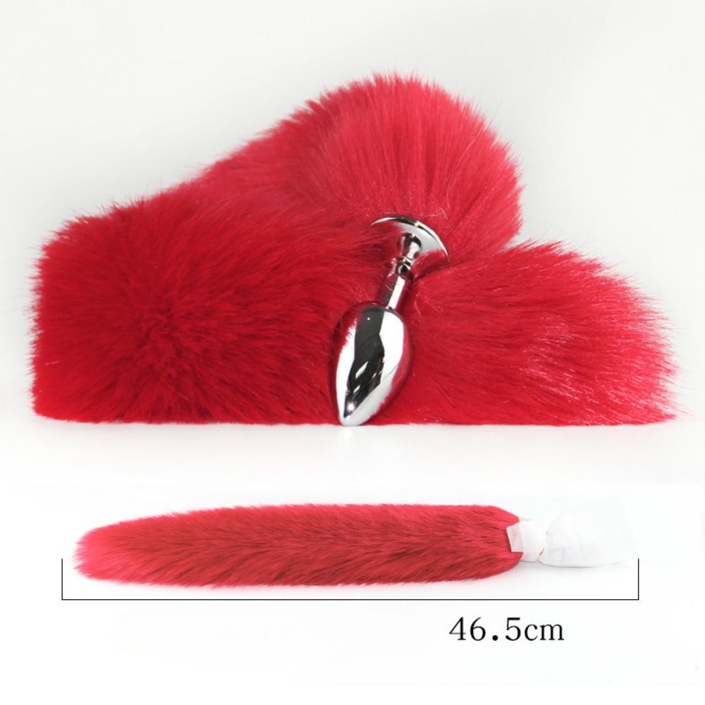 Erotic SM Props Small Metal Anal Plug Solid Colour Fox Tail Anal Plug Vestibular Development Tempering Adult Supplies