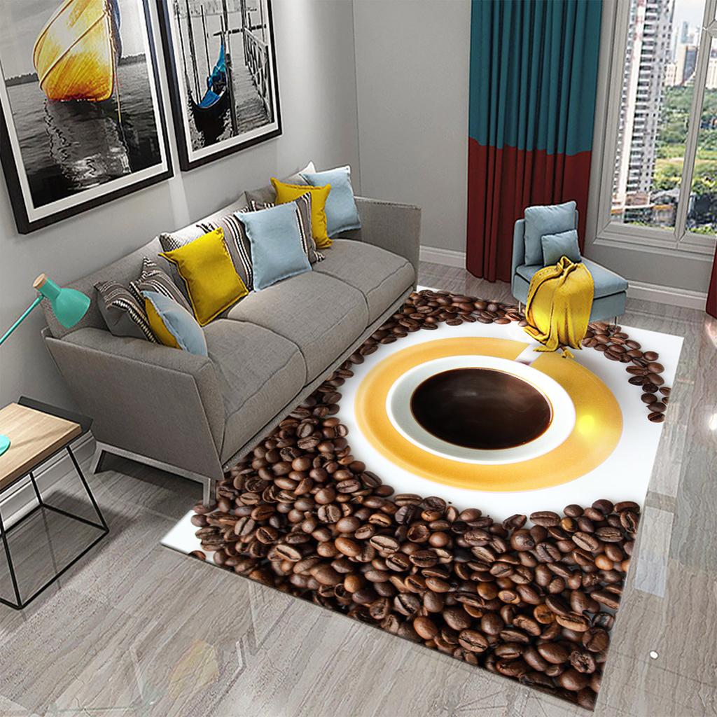 3D Print Coffee Breakfast Theme Carpet Creative Carpet Rug Living Room Bedroom Decor Kitchen Bathroom Non Slip Floor Mat Gifts
