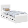 White Bed Frame with Drawers 75 X 190 Cm Engineered Wood