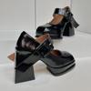 Platforma Jehlové podpatky Mary Janes Boty Boty Lakovaná kůže Robustní přezka se čtvercovou špičkou Goth Ženy Lodičky Boty na podpatku