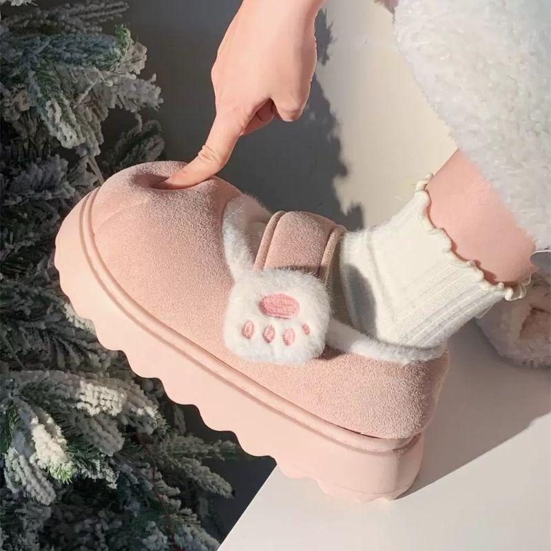 

Милые хлопковые туфли на липучке с кошачьей лапкой, зимние домашние бархатные туфли на платформе, одинарные туфли с девичьим сердечком, теплые туфли-бини с круглым носком 35 розовый