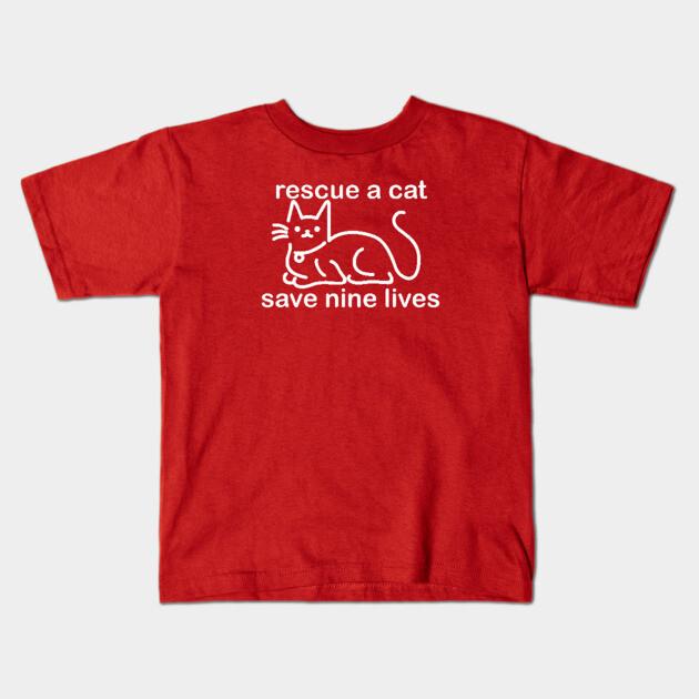 Boys Girls Soft Cotton Graphic Tees Rescue A Cat... Breathable Daily School Wear Kids T-Shirts