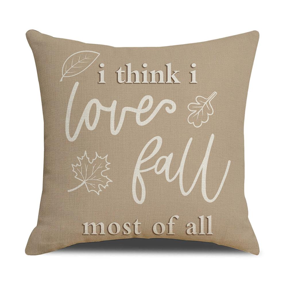Harvest Festival Pumpkin Ear Pillow Cover Bow Letter Linen Sofa Decorative Cushion Cover