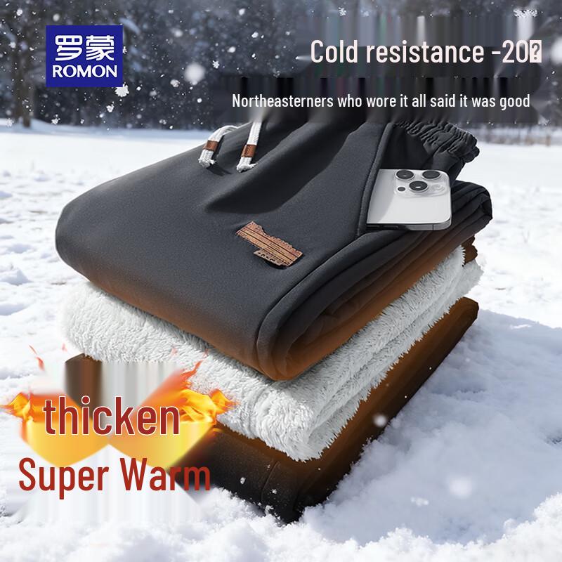 

ROMON Men s 2025 Winter Plush-Lined Straight-Leg Casual Pants 2XL