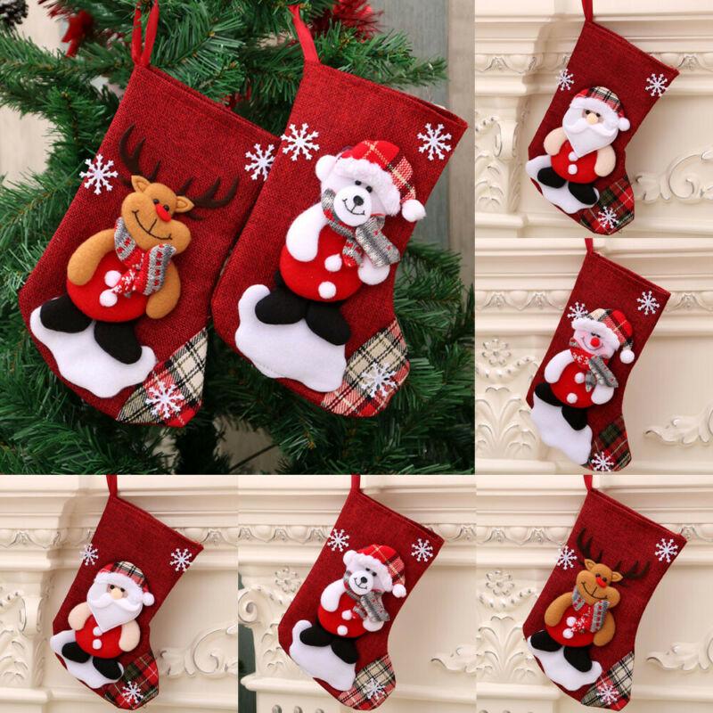 New Christmas Gift Stockings Santa Elk Fabric Gift Socks Christmas Lovely Bag for Children Fireplace Tree Christmas Decoration
