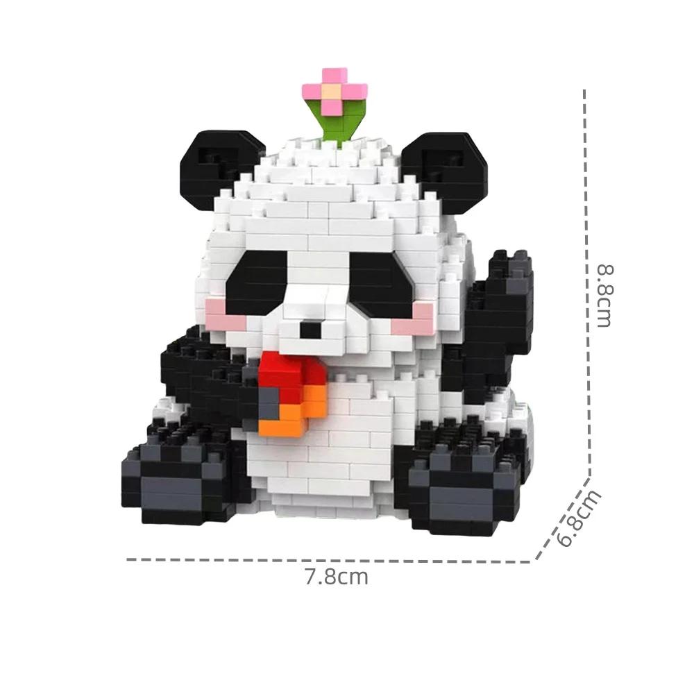 Hua Hua Panda Eating Bamboo Micro Blocks Kit Building Model, Cute Desk Decor & STEM Educational Toy Gift for Kids Animal Lovers