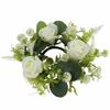 Rose Flower Artificial Eucalyptus Wreath Faux Greenery Desktop Candle Ornament  Porch Wall