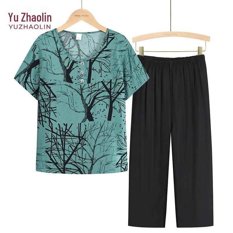 YUZHAOLIN Women s Plus Size Summer Short Sleeve Pajama Set 2XL