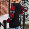 BITCED Damen Weihnachts-Pullover mit Weihnachtsmann-Stickerei O-Ausschnitt Strickpullover