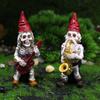 Skeleton Halloween Music Dwarf Resin Statue Handheld Guitar And Saxophone Design