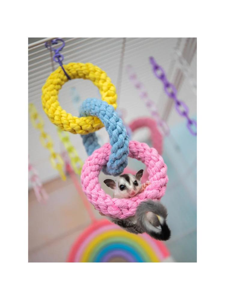 Chew-Proof Triple Ring Cotton Rope Toy - Hand-Braided Knot Ball for Aggressive Chewers Multi-Pet Enrichment Puzzle for Hamsters
