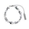 Titanium Steel Cross Bracelet For Men With Cat Eye Stone Bead Handcrafted Jewelry Gift