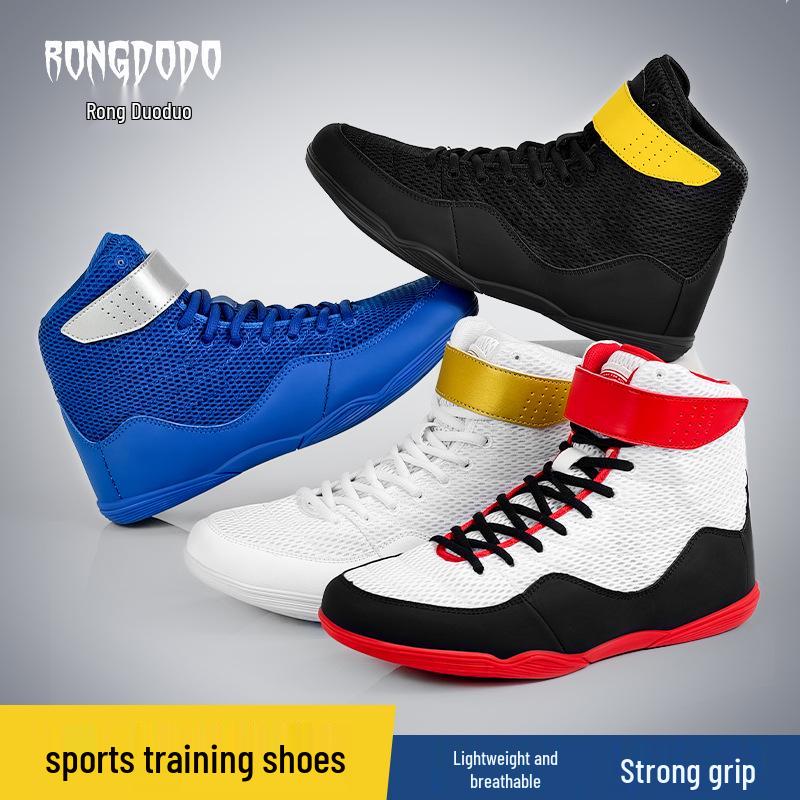 Sanda High Top Boxing & Wrestling Shoes - Unisex Shock Absorption for Training & Fitness