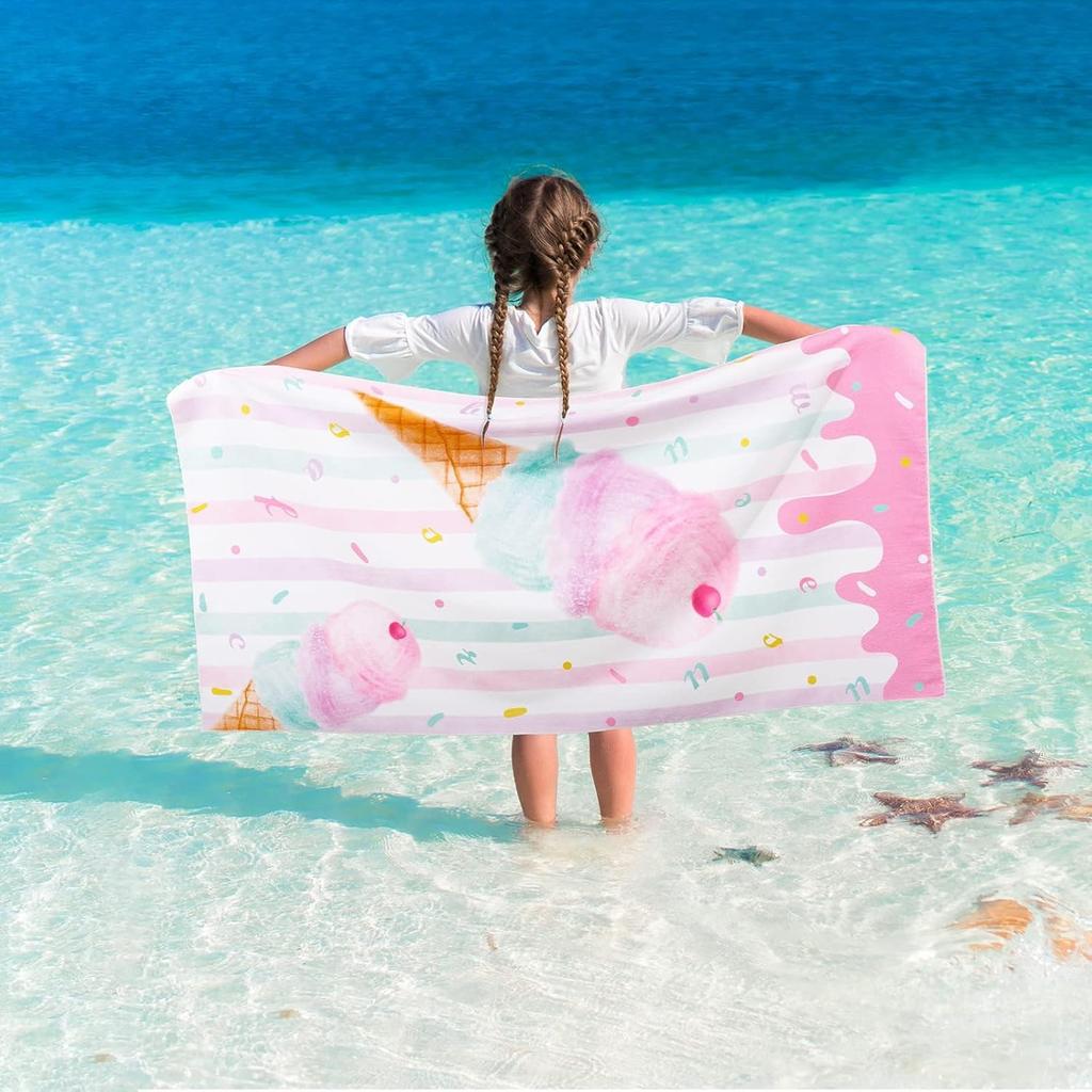 Magic Mermaid Beach Towel for Girls, Colorful Ocean Princess Art Quick-Dry Sand-Free Microfiber Bath Towel for Pool and Travel
