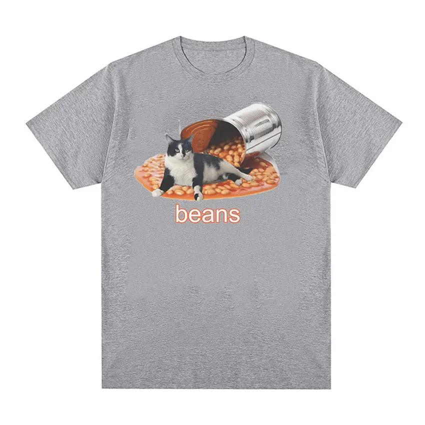 Funny Cat In Bean Can Meme Graphic T-shirt Men's High Quality O Collar Fashion T-shirt Casual 100% Cotton Oversized T-shirt