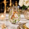 Decorative Printed Glass Juice Cup Stemless Drinking Glassware for Home Use Durable Clear Glass with Artistic Animal and Botanical Design
