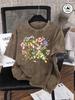 Beautiful Flowers Dragonflies Print Washed TShirts Womens Cotton Oversize T Shirt Summer Short Sleeve Tops Basic ONeck Clothes