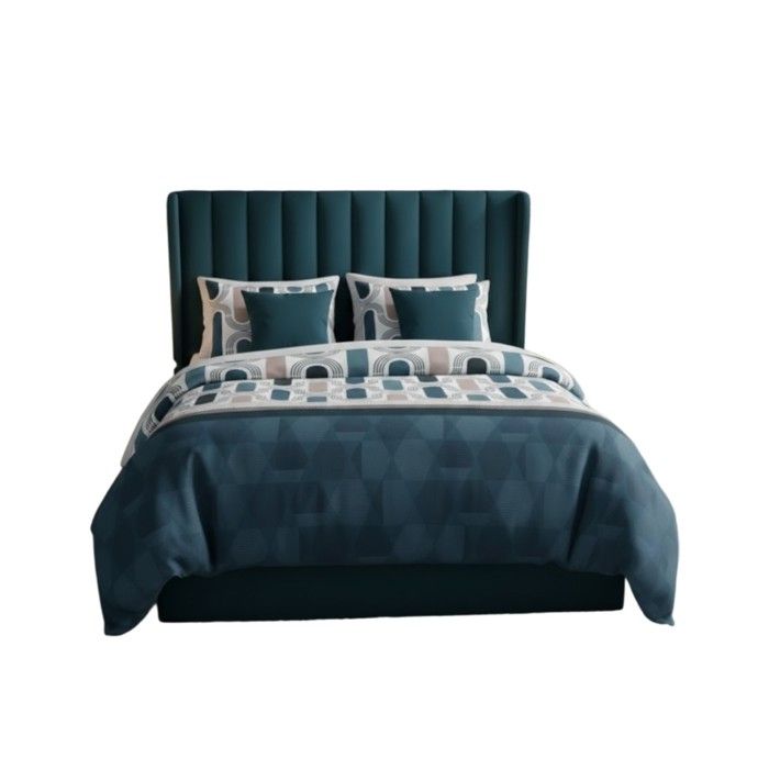 Parure de lit - EDEN - Geomisti - 260x240 cm - Coton 100% - Bleu