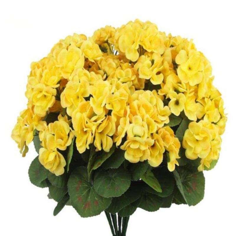 Ramo de begonias artificiales reutilizables para decoración de bodas y fiestas, flores falsas para el hogar, el interior, el jardín y el porche.