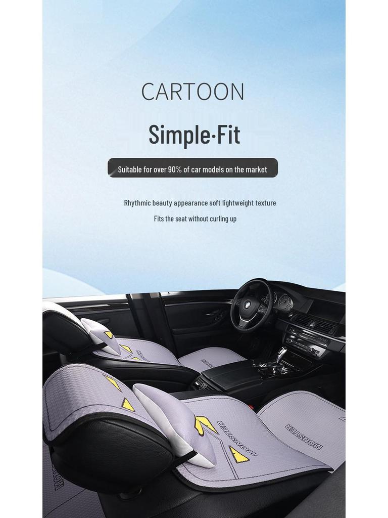 Universal Cartoon Linen Car Seat Cushion - Warm, Stylish, Four Seasons Comfort